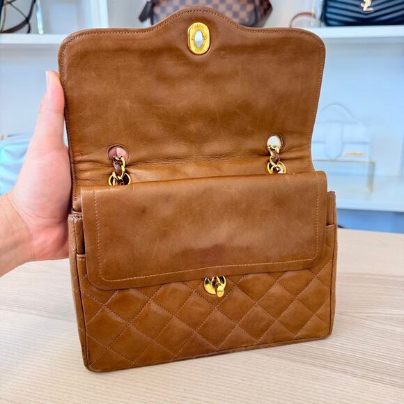 Chanel Lambskin Double Flap Vintage 1988 24K Gold Brown - Picture 6 of 16